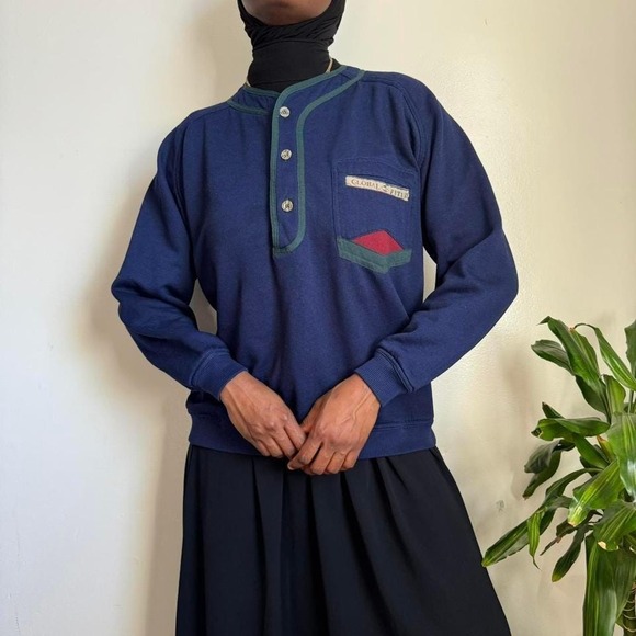 Vintage 90s Gitano Global Future Henley Sweatshirt size M - Picture 2 of 7